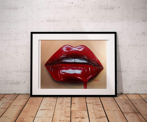 Cherry Red Glossy Lips Print – Giovannie's Originals