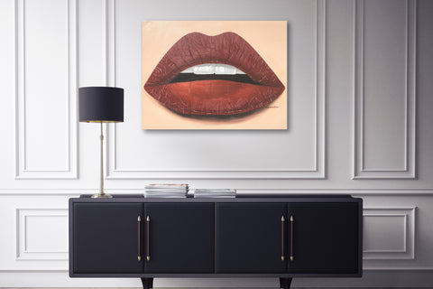 Original Matte Maroon Lips Painting – Giovannie's Originals