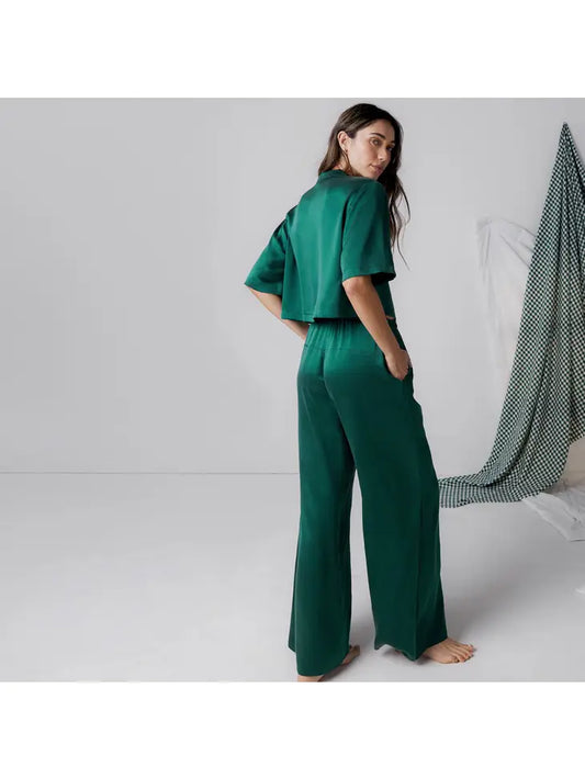 Lunya - Washable Silk High Rise Pant Set - Ethereal Green – SANNA