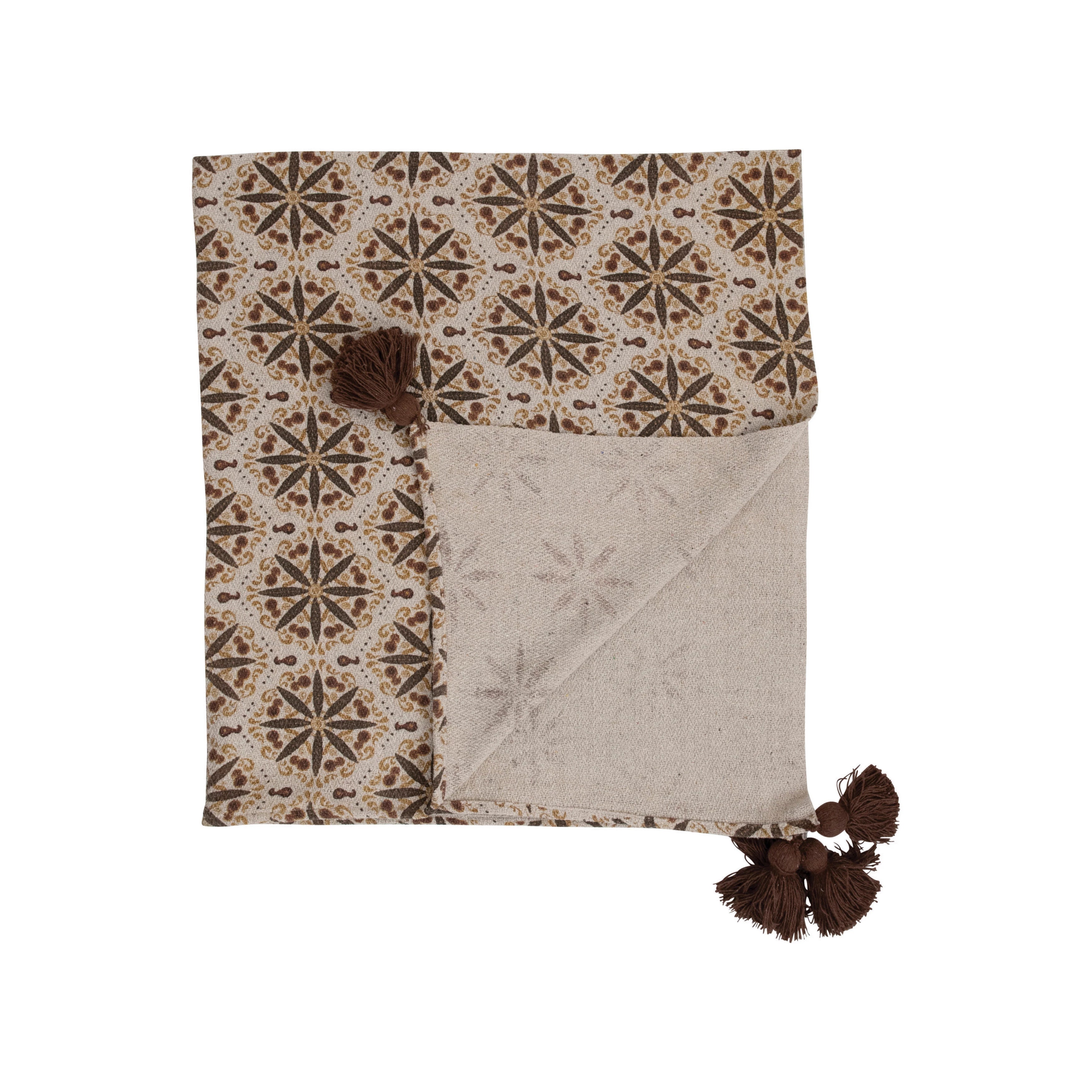 Bloomingville - Cotton Blend Throw Blanket - Floral Medallion