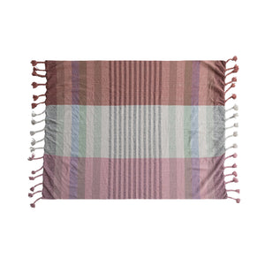 Woven Cotton Blend Throw Blanket with Braided Fringe - SANNA baby and child