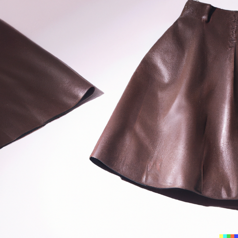 short leather skirt in brown color 