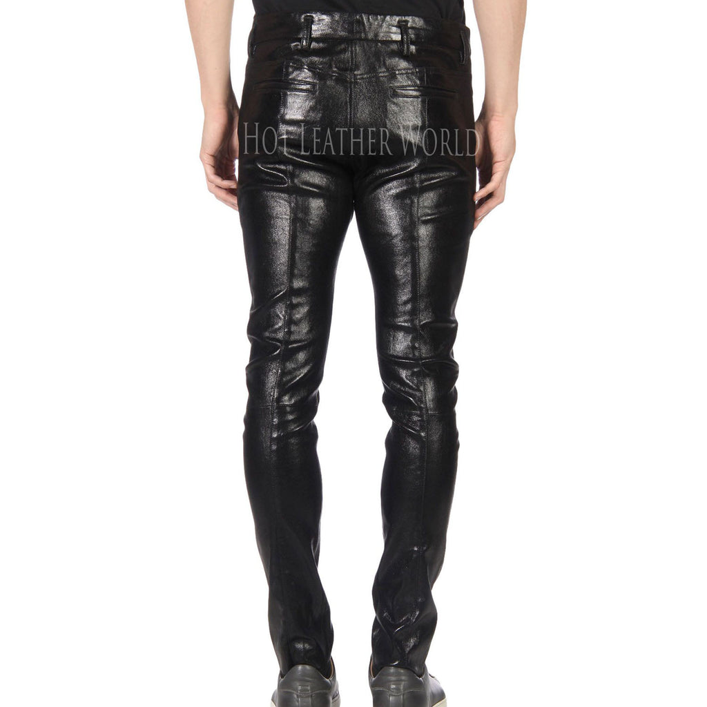 men skinny leather pants