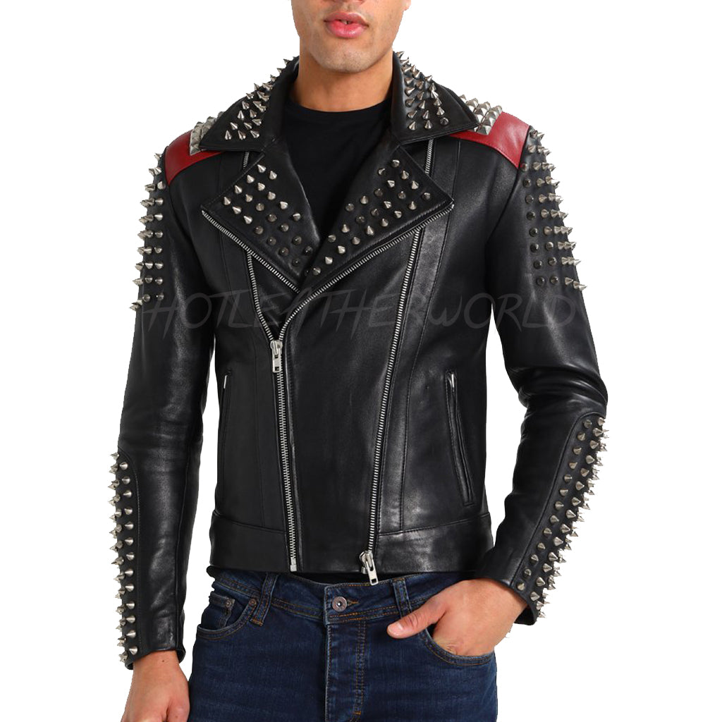Studded Men Leather Biker Jacket – HOTLEATHERWORLD