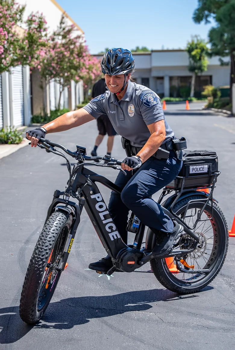 Female Police Officer Riding the ATR 528 Police eBike.