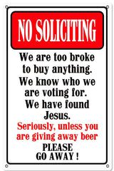 No Soliciting Metal Sign