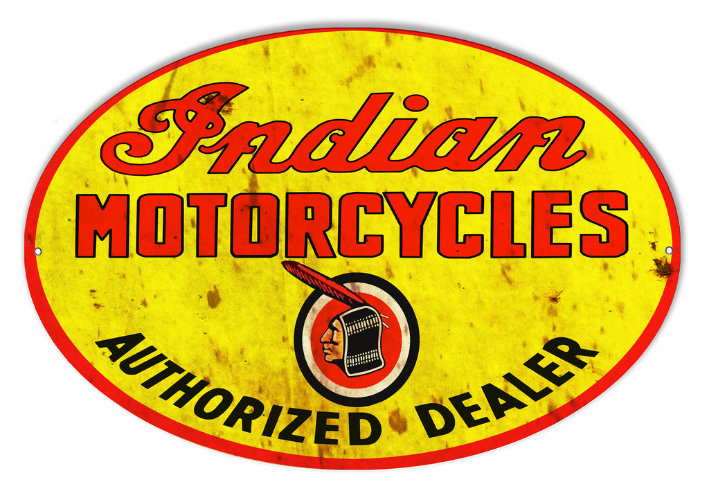 Indian Motorcycle Authorized Dealer Vintage Metal Sign 23.5x15