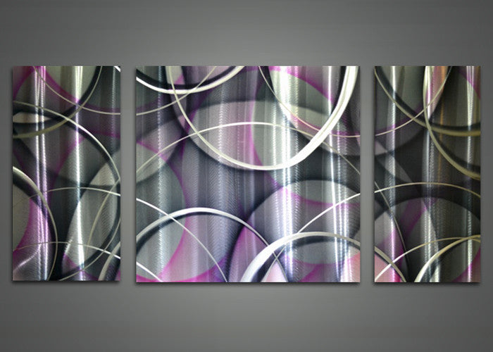 Purple White Amp Black Abstract Metal Wall Art 48x24in Fabuart