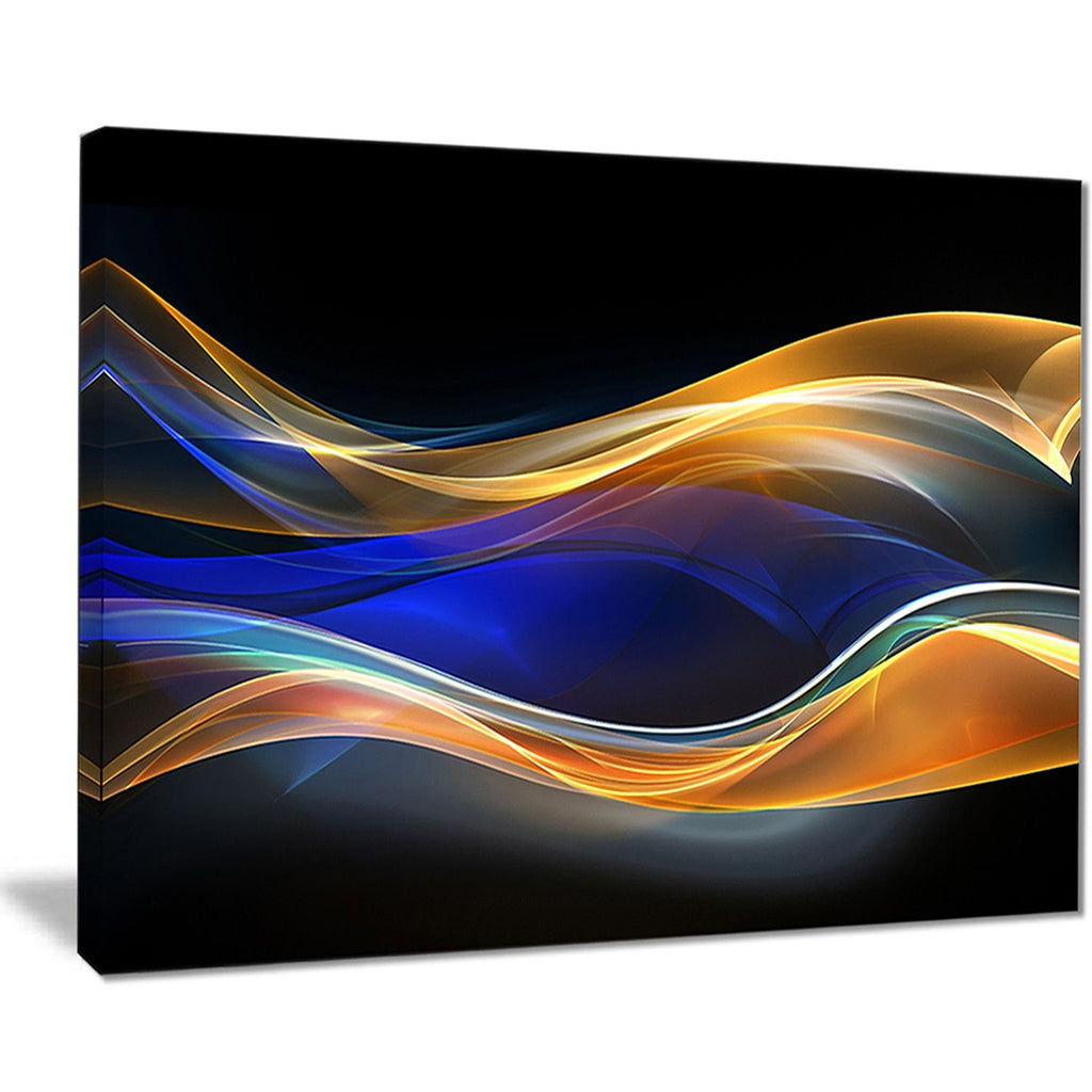 3d gold blue wave design abstract digital art canvas print PT8219 – fabuart