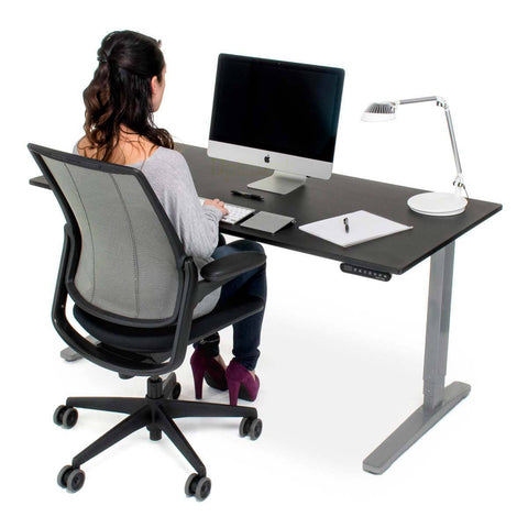 Uplift 900 Height Adjustable Standing Desk In Mahogany Laminate