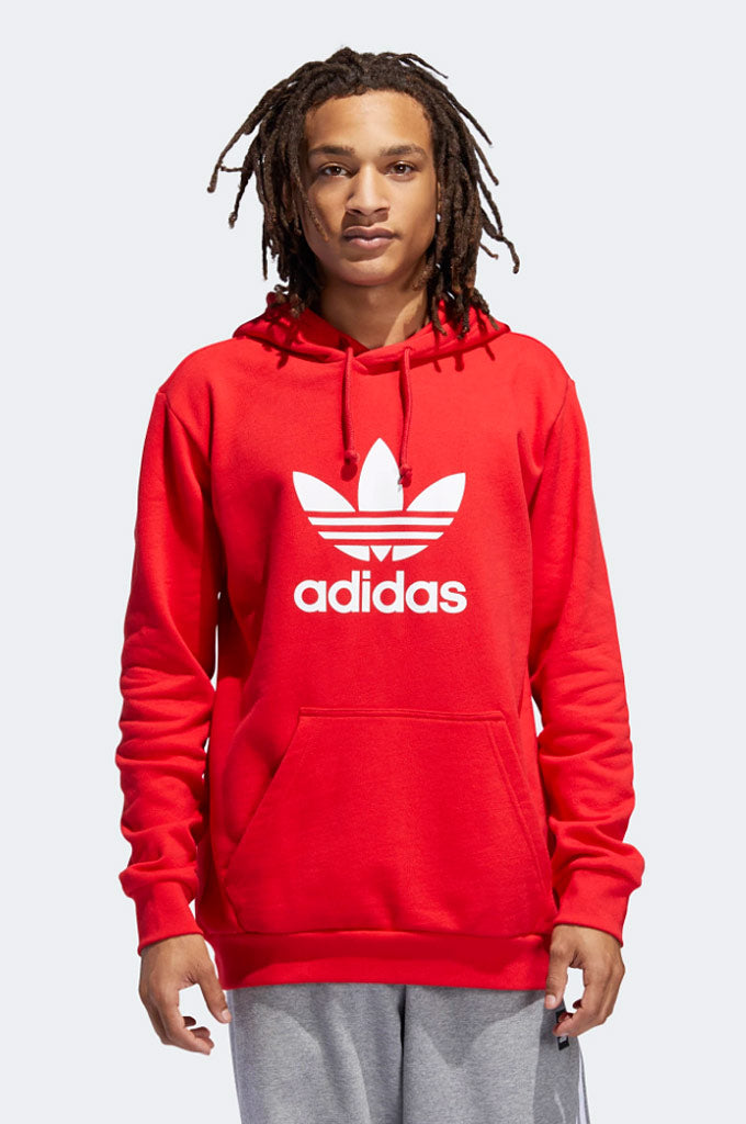 mens red adidas trefoil hoodie