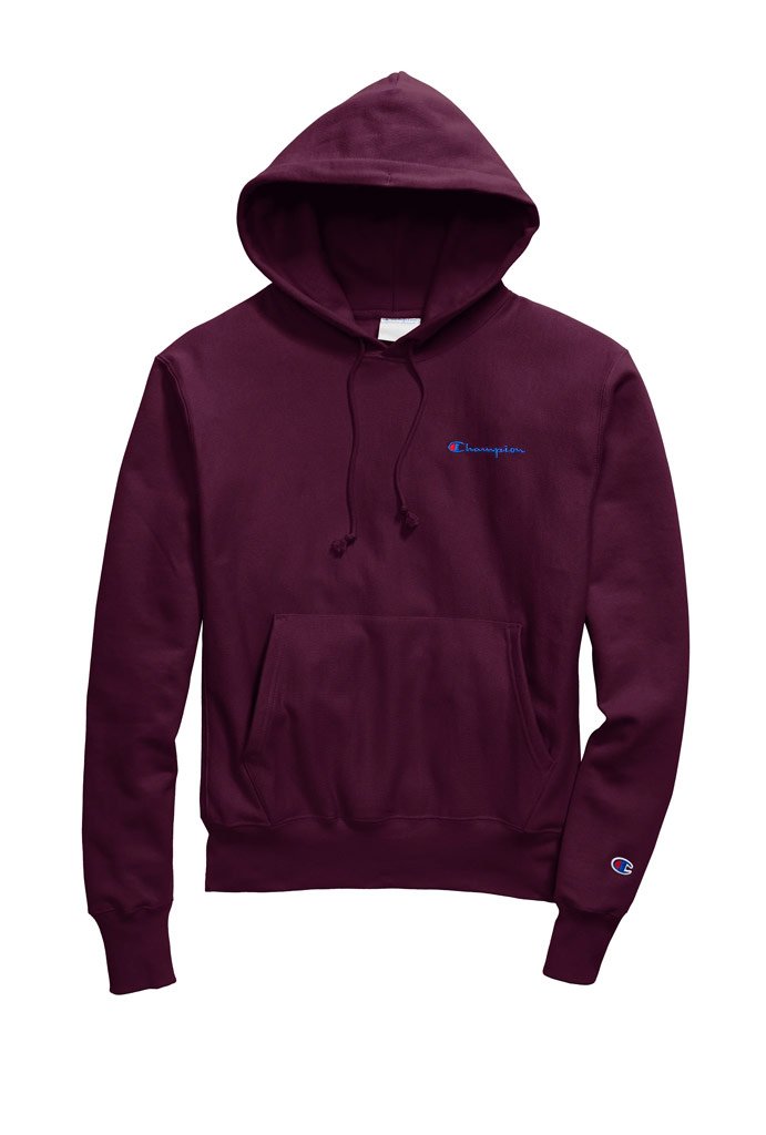 maroon champion reverse weave hoodie