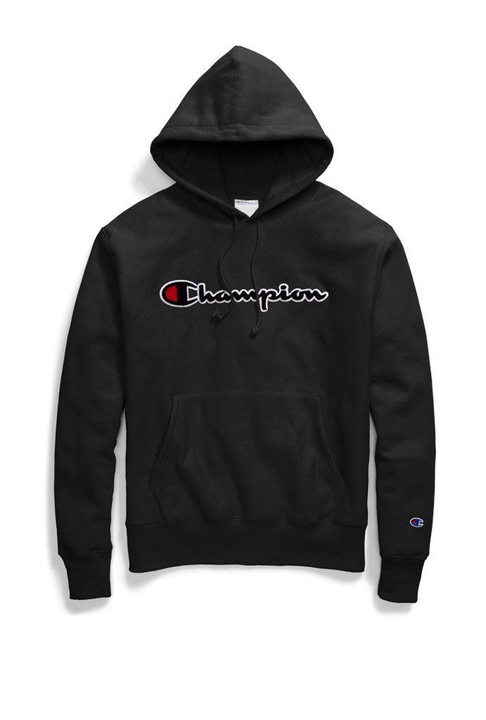 champion reverse weave chenille script hoodie