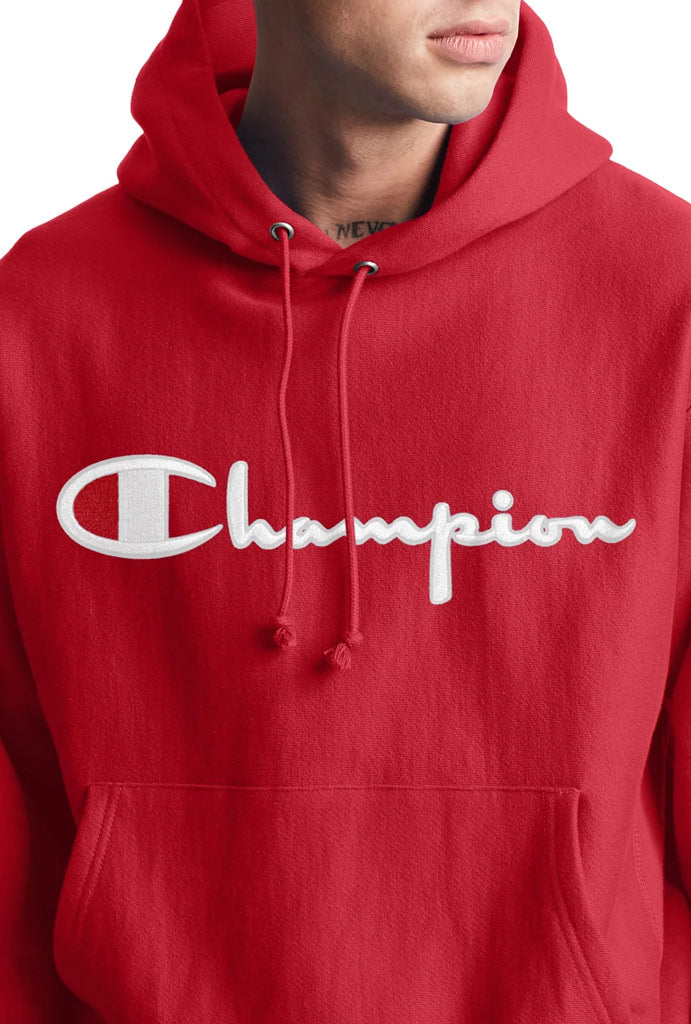 champion R/W script logo ribline hoodieサイズL