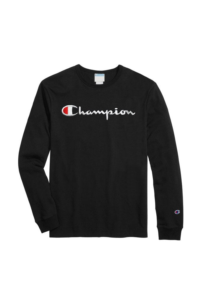champion logo long sleeve tee