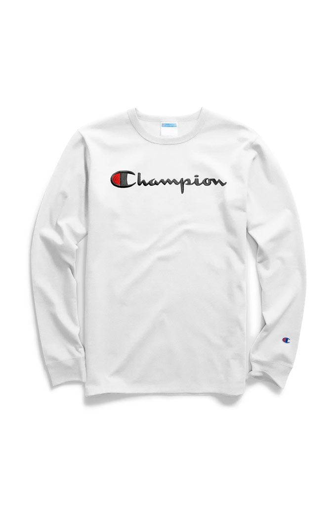 Champion Heritage Script Embroidered Long Sleeve Tee– Mainland Skate &