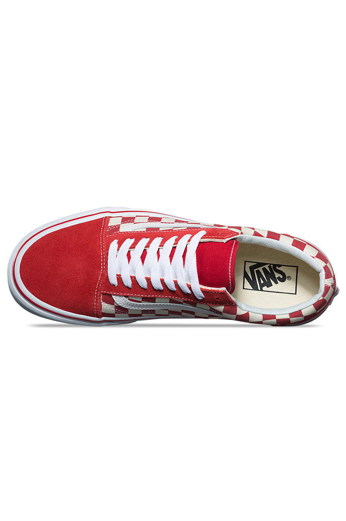 vans old skool primary check red