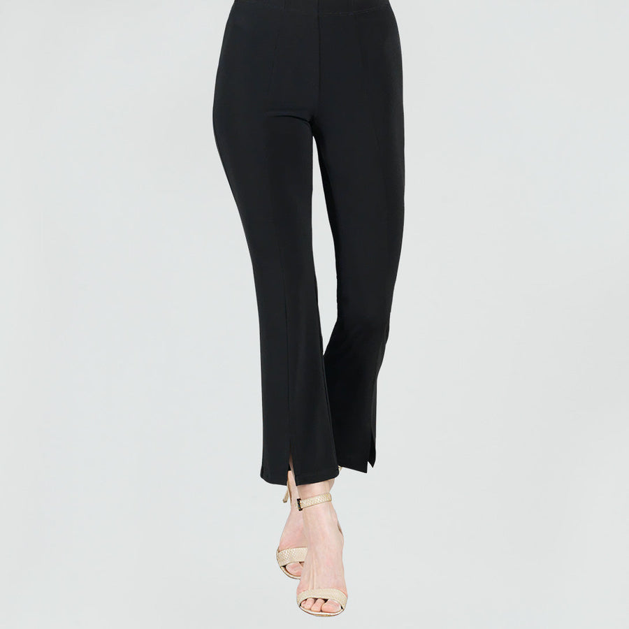 Black High Rise Front Slit Pants