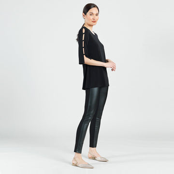 Liquid Leather™ Sheen Two-Tone Legging - Black