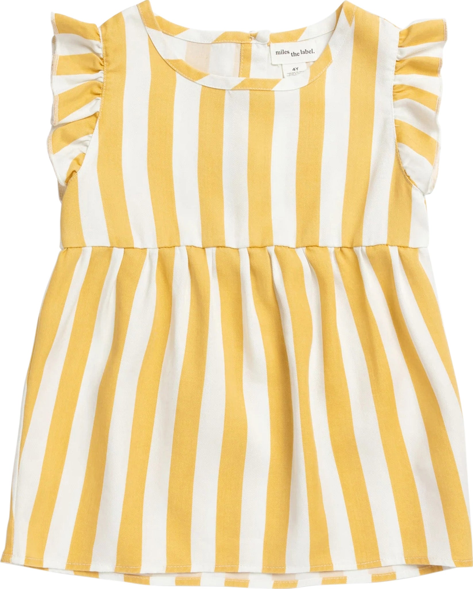 Miles The Label Sunny Yellow Striped Woven Lyocell Top - Girls ...