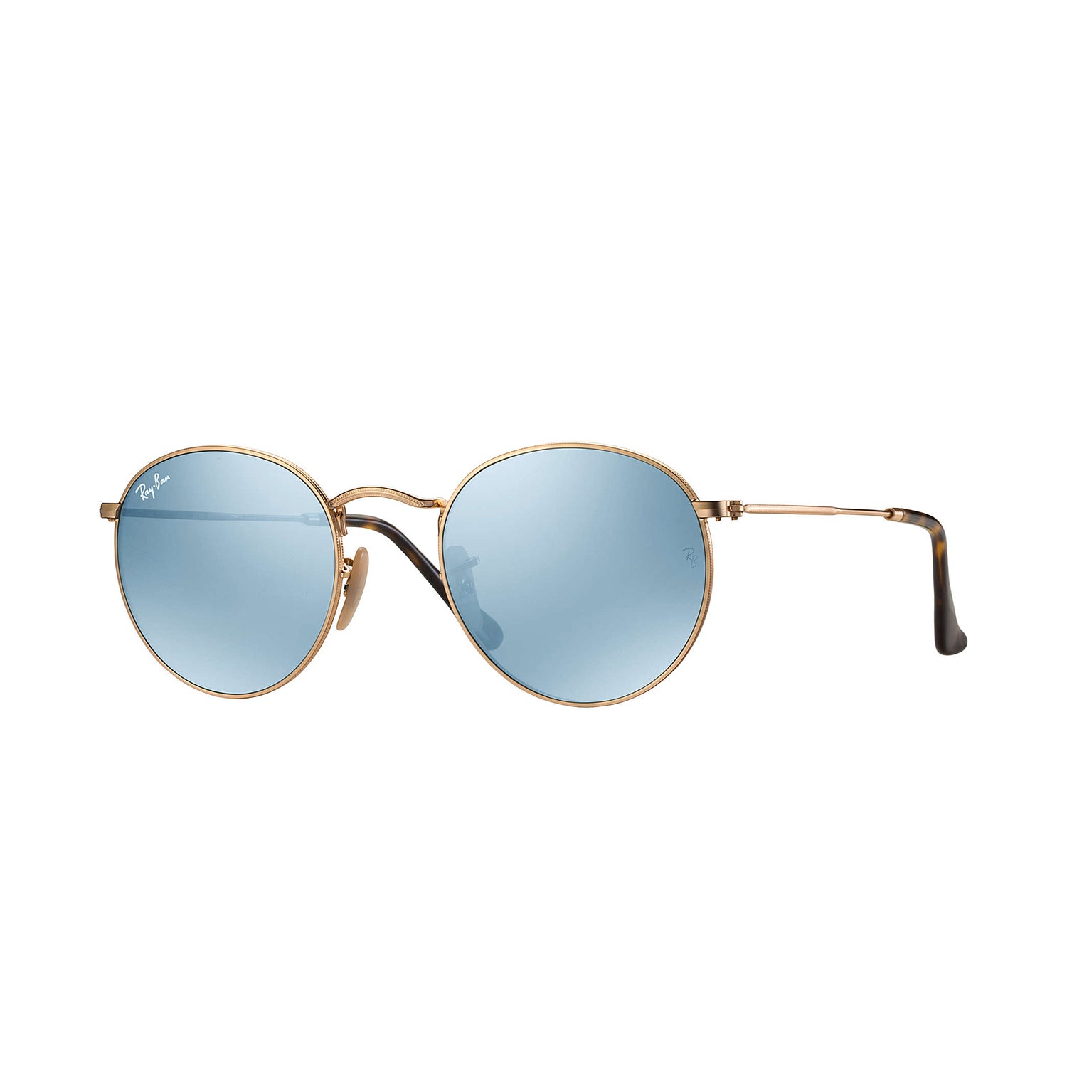 Ray Ban Round Flat Lenses - Gold Frame - Silver Flash Lens | Altitude Sports