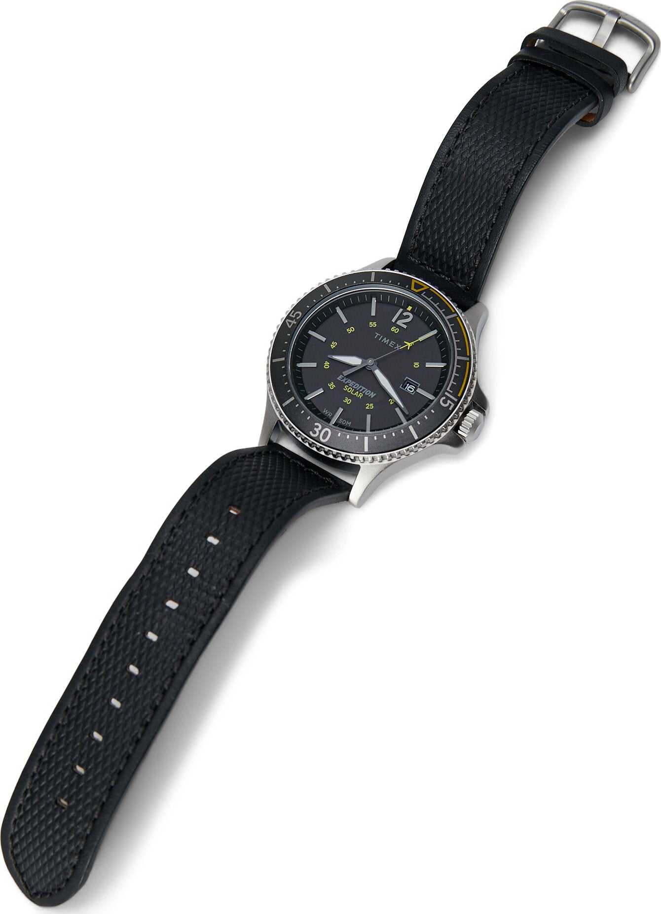 Timex Expedition Gallatin Solar 43mm Watch - Leather Strap -  Black/Silver-Tone/Black | Altitude Sports