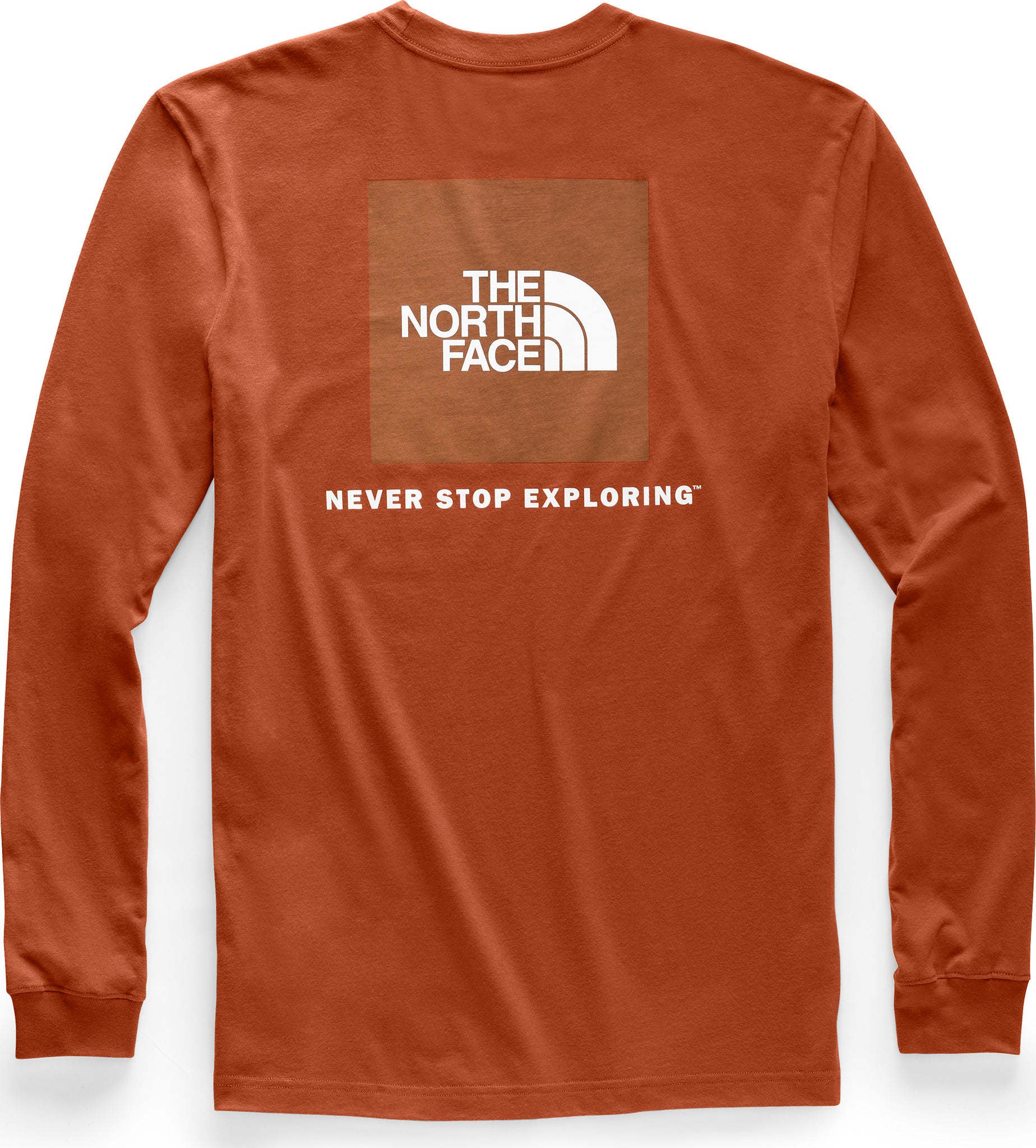 north face men's long sleeve red box tee