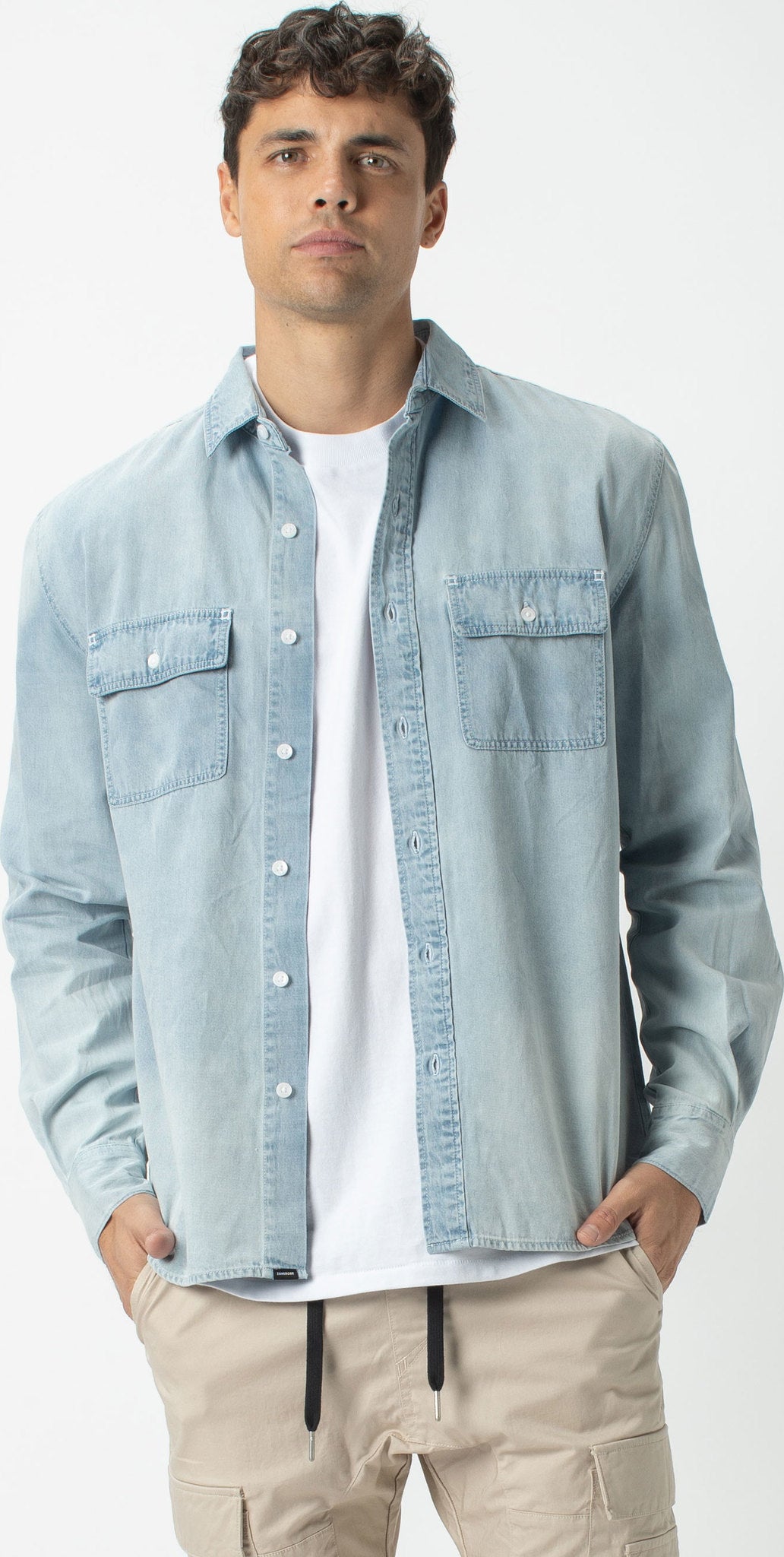 denim long sleeve shirt h