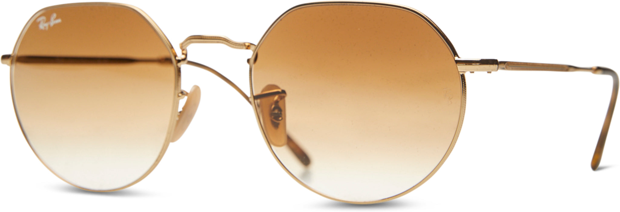 Ray-Ban Jack round hex sunglasses in gold and brown