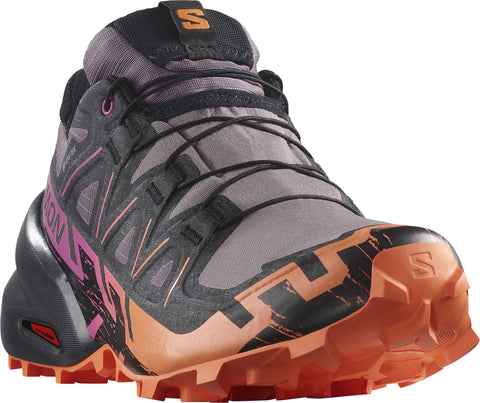  Salomon Women's SPEEDCROSS PEAK CLIMASALOMON WATERPROOF Trail  Running Shoes for Women, Black / Nightshade / Orchid Petal, 7