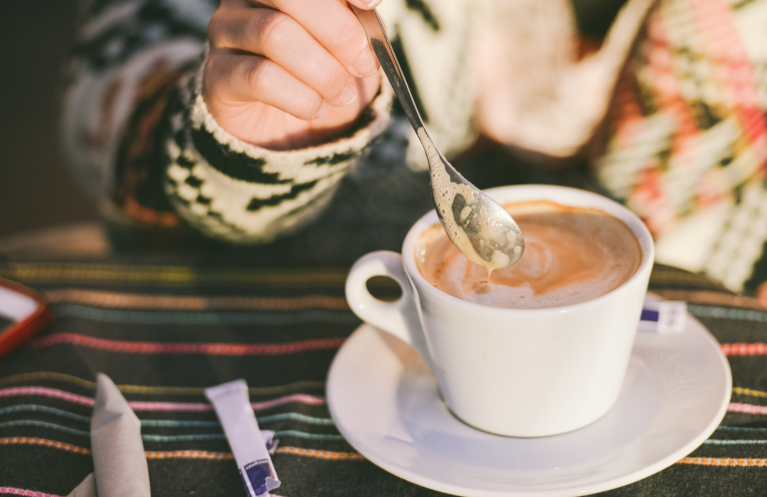 Coffee stirred with spoon