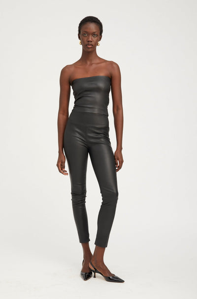 Designer Leather Cropped Flare Leggings