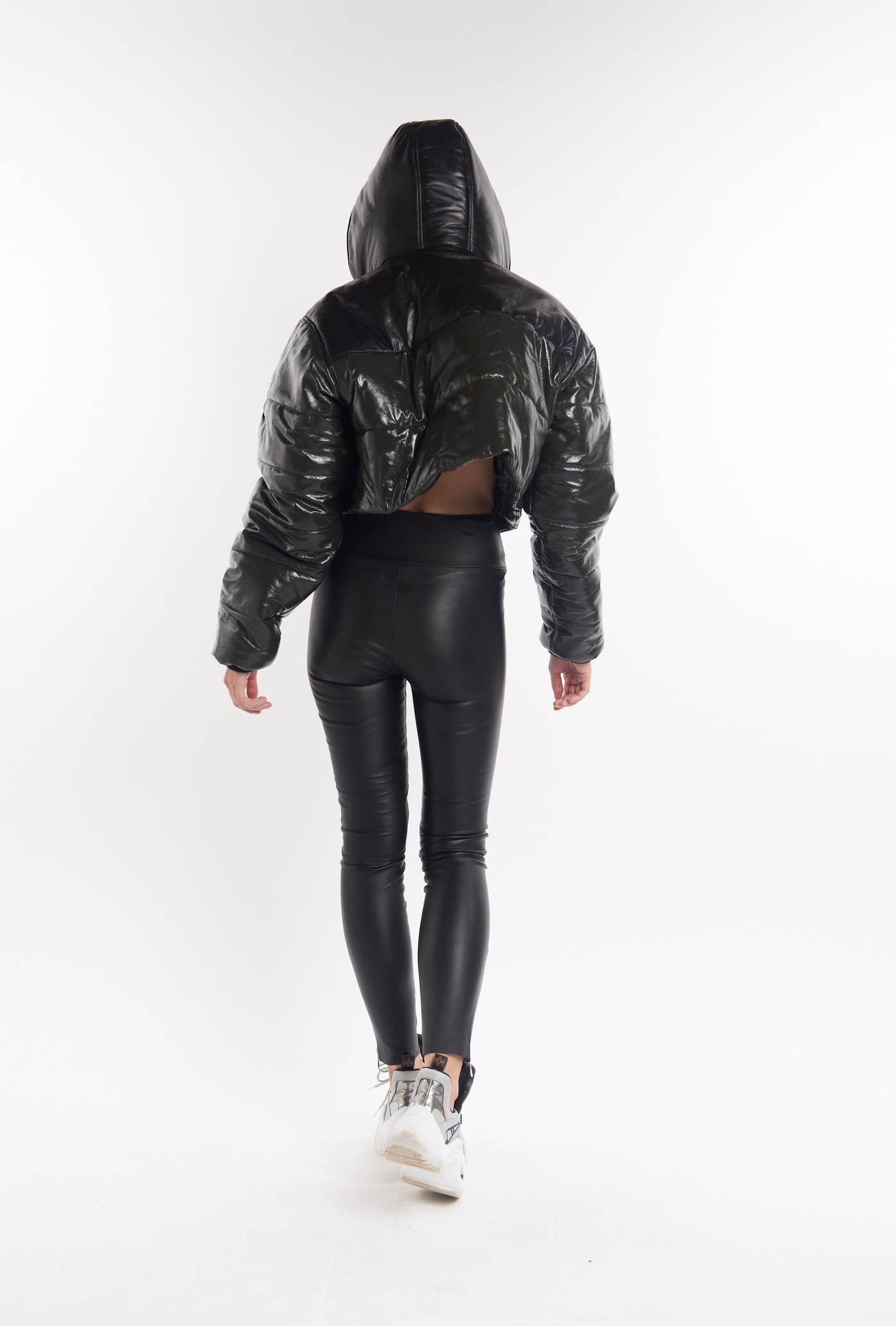 patent leather puffer jacket