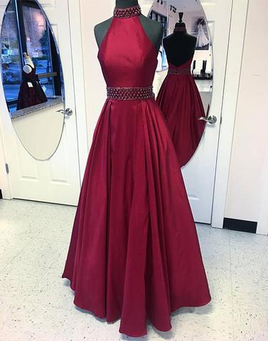 maroon long prom dress