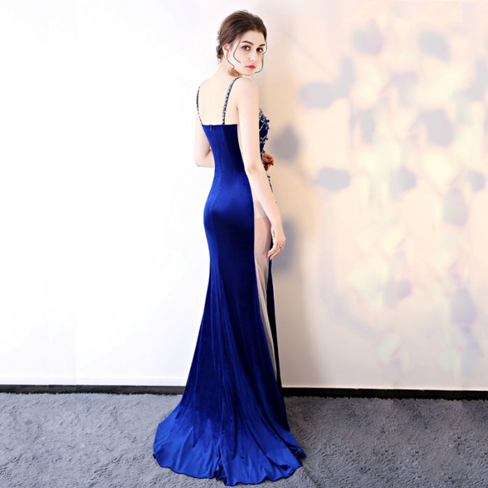 Chic Prom Dresses Long Spaghetti Straps Royal Blue Prom Dress Mermaid