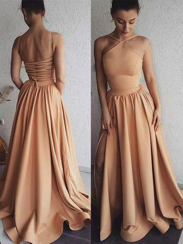 simple satin prom dress