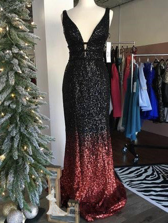 black and burgundy prom dress