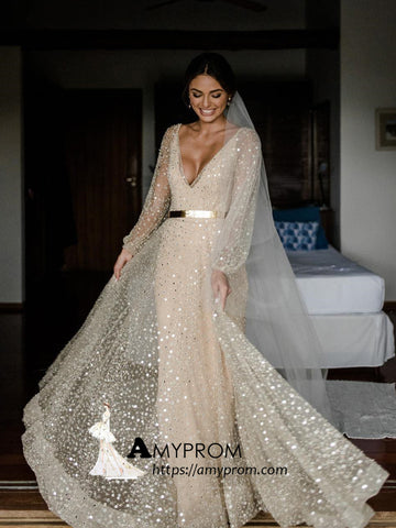 Long Sleeve Wedding Dresses Tagged Sparkly Wedding Dress Amyprom
