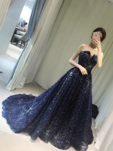 dark blue ball gown