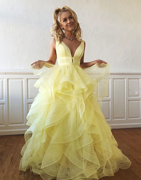 yellow long sleeve formal dress