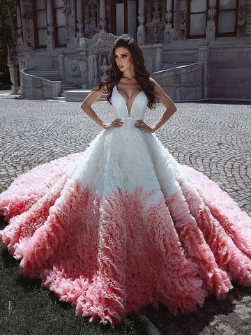 red ombre wedding dress