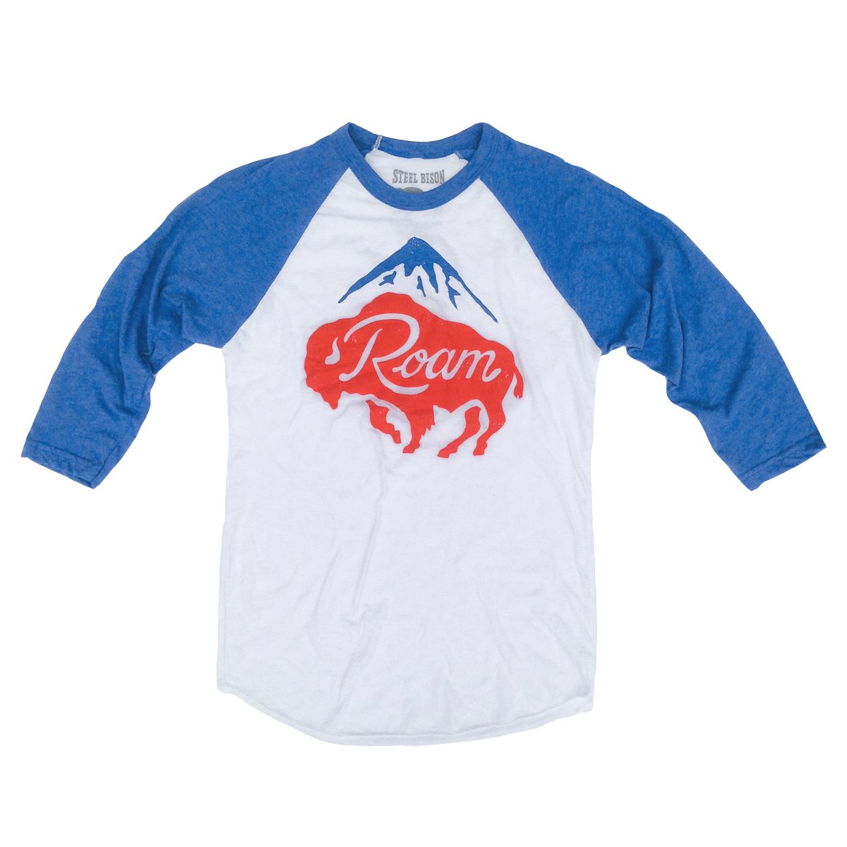 blue and white raglan shirt