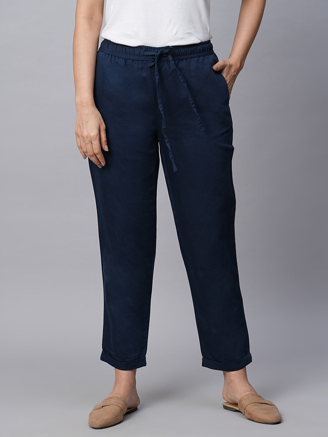 Buy Women's Cotton Tencel Semi-Formal Wear Regular Fit Pants