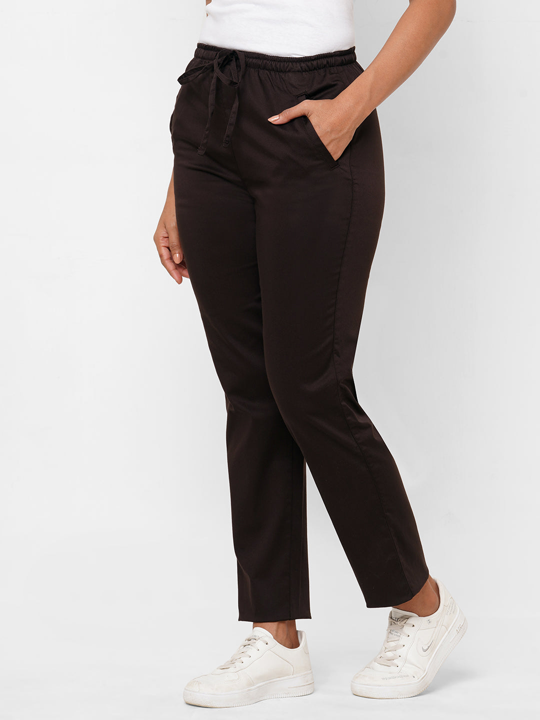 Brooklyn - Brown Cotton Lycra Trousers TR19008 – Uathayam