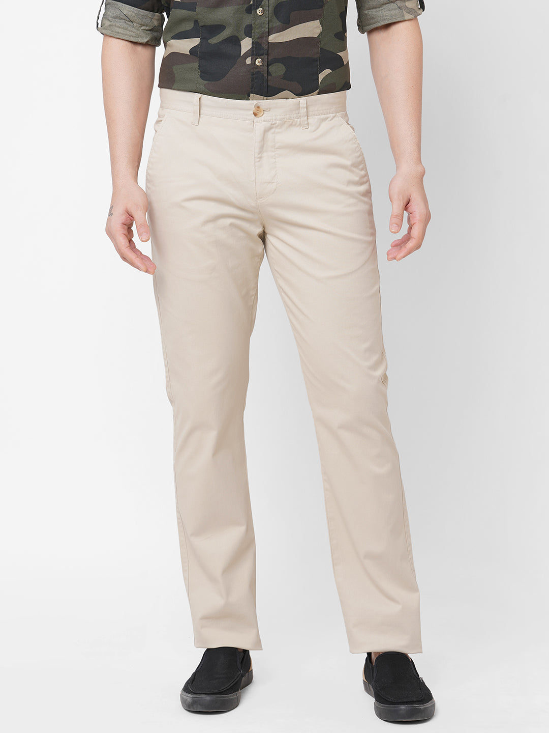 Regular Fit Linenblend trousers  Beige  Men  HM IN