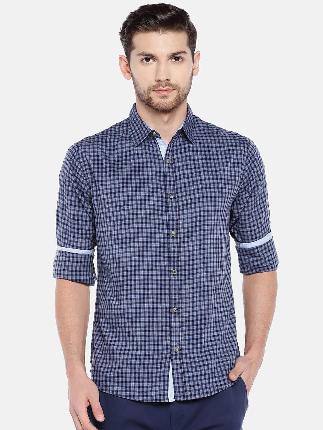 blue cotton shirt mens