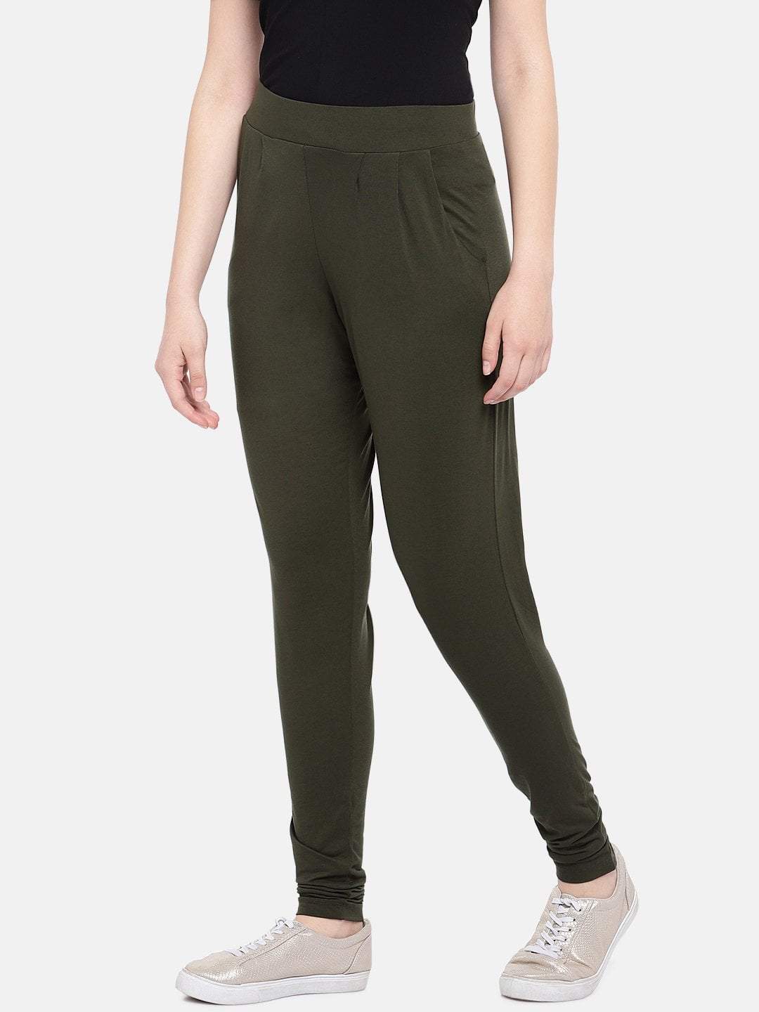 Whistle Viscose Regular Length Culotte, Dark Olive - Pants & Leggings