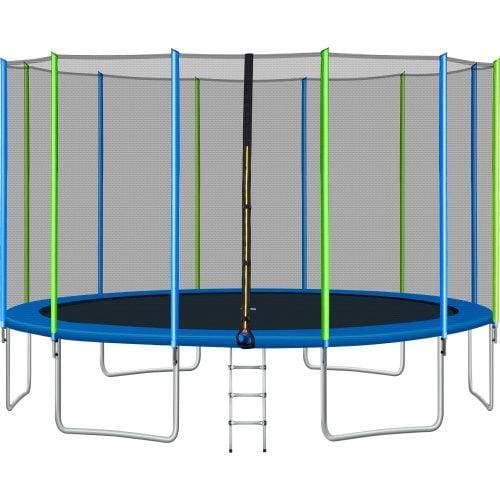 BouncyTrampolines - Double Bounce 16FT Green / Blue Trampoline Safety Enclosure Net - – Bouncy Trampolines