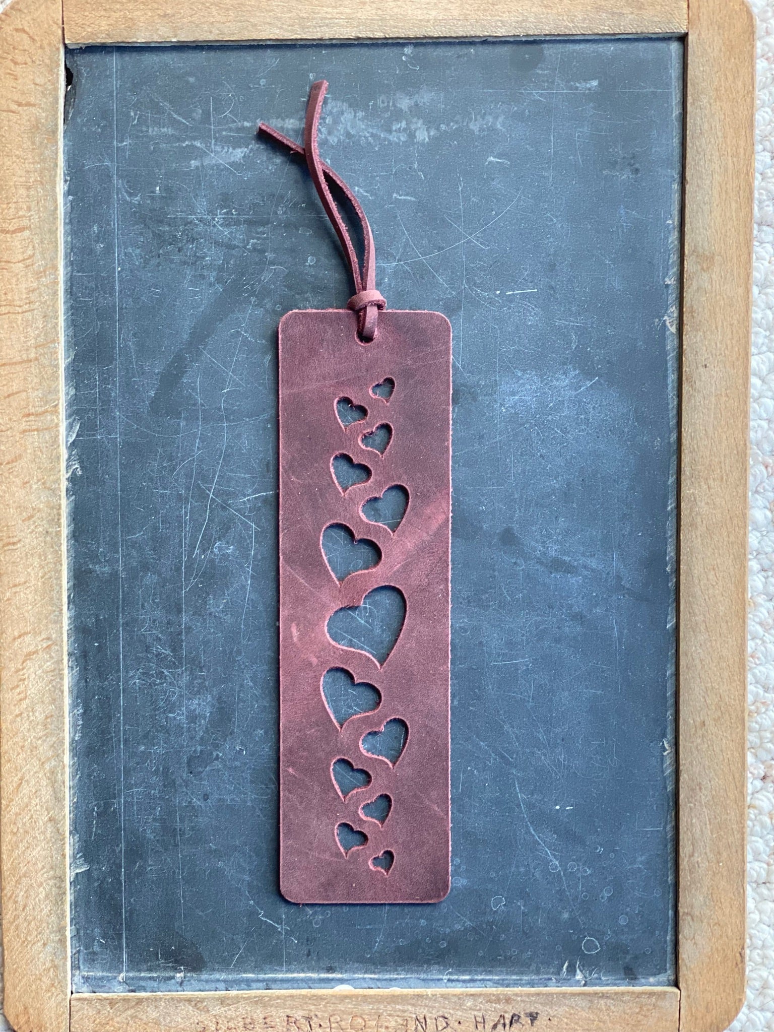 Cascading Hearts Leather Book Marker Leather Book Mark Heart