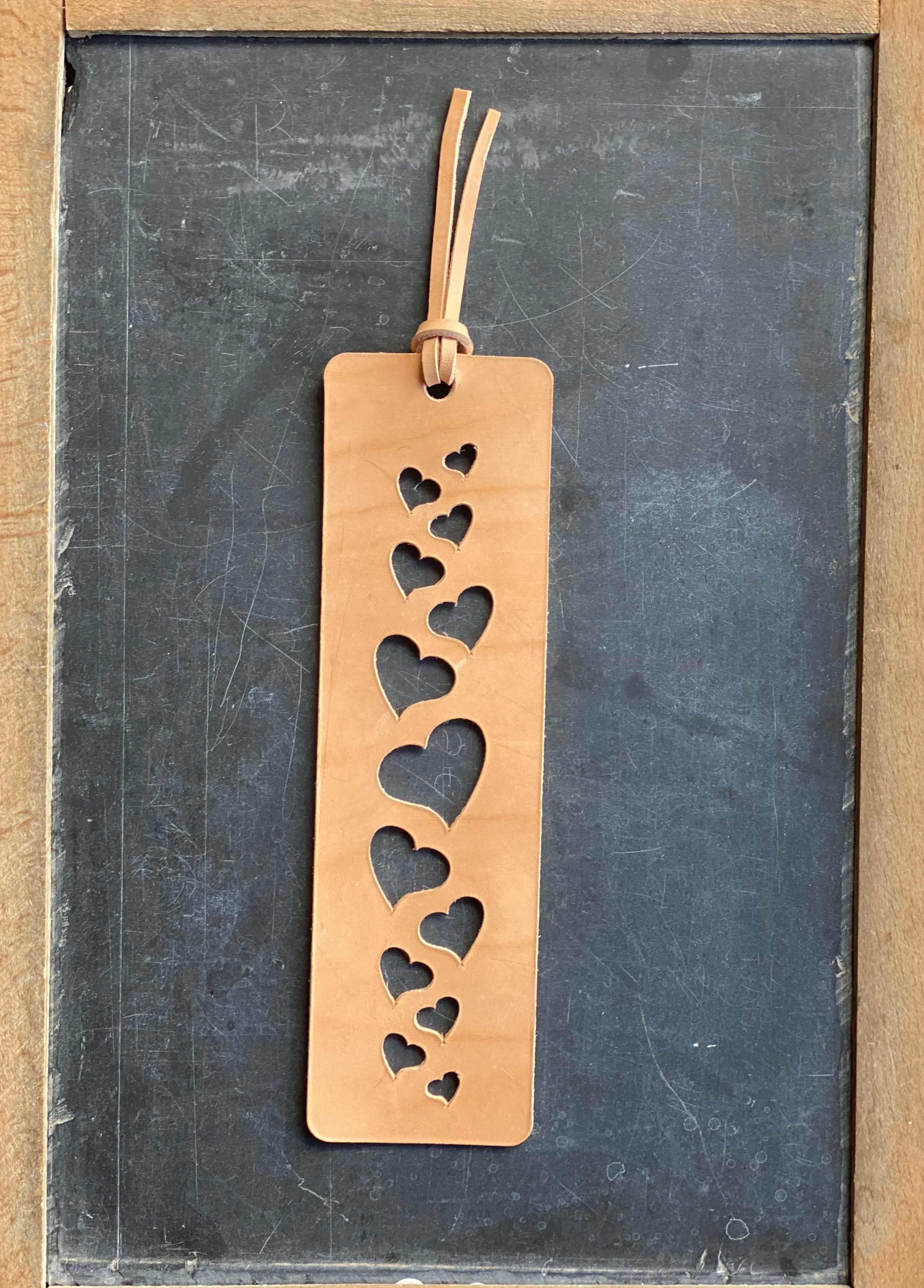 Cascading Hearts Leather Book Marker Leather Book Mark Heart